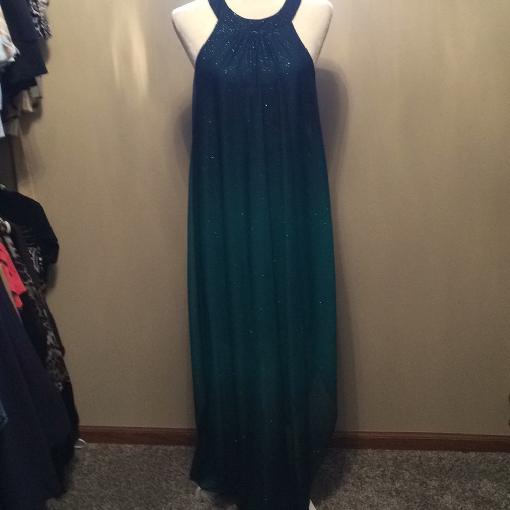 Dress two toned ombré green/teal colors size Large